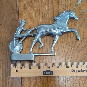 Vintage Silver Horse and Rider Hood Ornament
